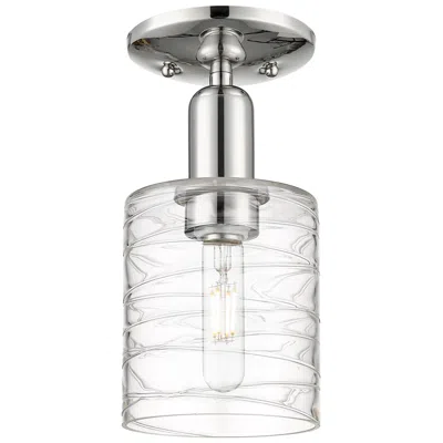 Innovations Lighting Arcadia Cobbleskill 5"w Polished Nickel Semi-flush W/ Deco Swirl Shade