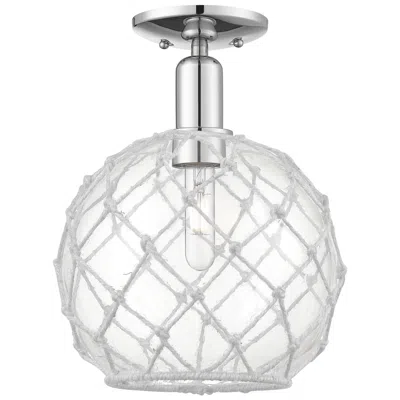 Innovations Lighting Arcadia Farmhouse 10"w Chrome Semi.flush Mount W/ Clear White Shade