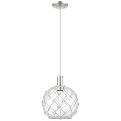 Innovations Lighting Arcadia Farmhouse 10"w Nickel Cord Pendant W/ Clear White Shade In Gray