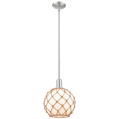 Innovations Lighting Arcadia Farmhouse 10"w Nickel Stem Pendant W/ White Brown Shade