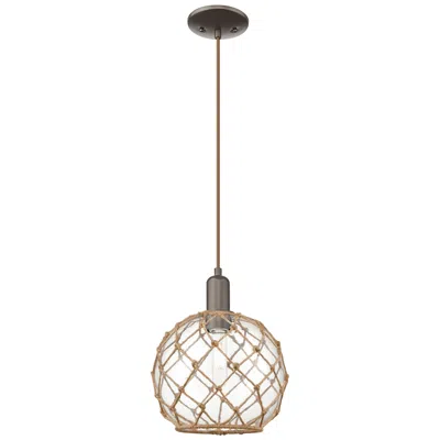 Innovations Lighting Arcadia Farmhouse 10"w Oiled Bronze Cord Pendant W/ Clear Brown Shade