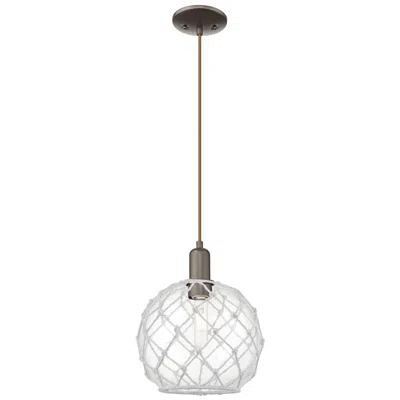 Innovations Lighting Arcadia Farmhouse 10"w Oiled Bronze Cord Pendant W/ Clear White Shade