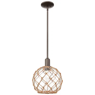 Innovations Lighting Arcadia Farmhouse 10"w Oiled Bronze Stem Pendant W/ Clear Brown Shade In Black