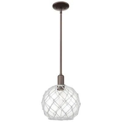 Innovations Lighting Arcadia Farmhouse 10"w Oiled Bronze Stem Pendant W/ Clear White Shade