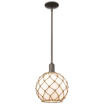 Innovations Lighting Arcadia Farmhouse 10"w Oiled Bronze Stem Pendant W/ White Brown Shade