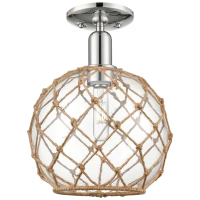 Innovations Lighting Arcadia Farmhouse 10"w Polished Nickel Semi-flush W/ Clear Brown Shade