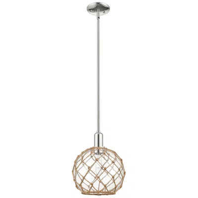 Innovations Lighting Arcadia Farmhouse 10"w Polished Nickel Stem Pendant W/ Clear Brown Shade