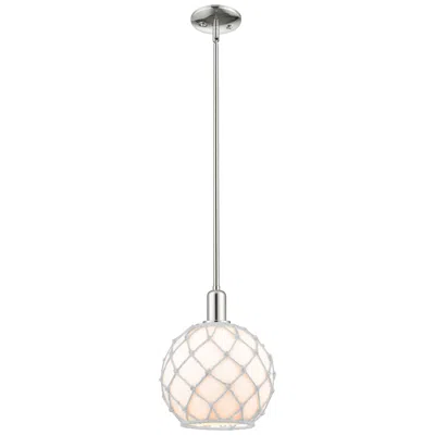 Innovations Lighting Arcadia Farmhouse 10"w Polished Nickel Stem Pendant W/ White Brown Shade