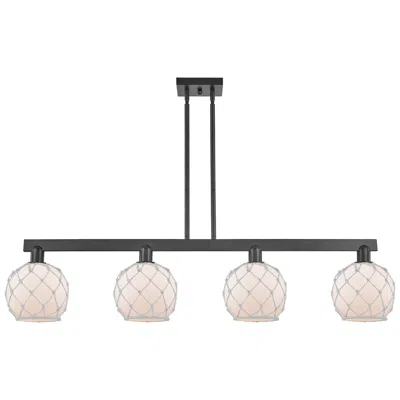 Innovations Lighting Arcadia Farmhouse 51"w 4 Light Black Stem Island Light W/ White Shade