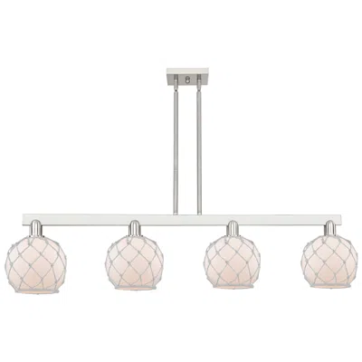 Innovations Lighting Arcadia Farmhouse 51"w 4 Light Nickel Stem Island Light W/ White Shade