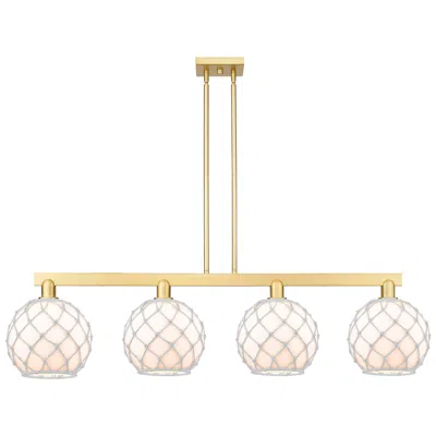 Innovations Lighting Arcadia Farmhouse 53"w 4 Light Gold Stem Island Light W/ White Shade