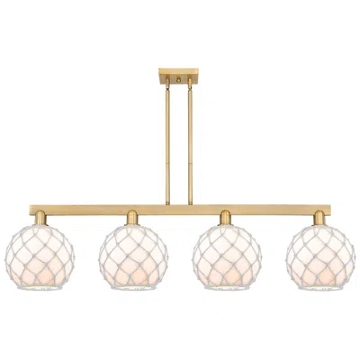 Innovations Lighting Arcadia Farmhouse 53"w 4-lt Brushed Brass Stem Island Light W/ White Shade