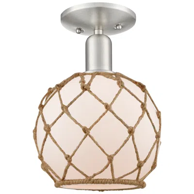 Innovations Lighting Arcadia Farmhouse 8"w Brushed Nickel Semi-flush W/ White Brown Shade