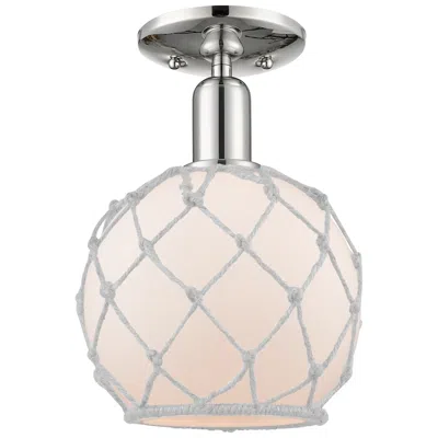 Innovations Lighting Arcadia Farmhouse 8"w Polished Nickel Semi.flush Mount W/ White Shade