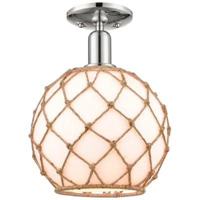 Innovations Lighting Arcadia Farmhouse 8"w Polished Nickel Semi-flush W/ White Brown Shade