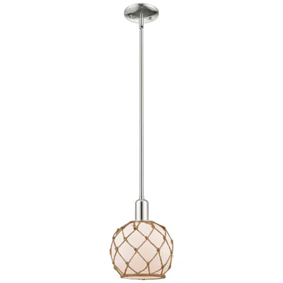 Innovations Lighting Arcadia Farmhouse 8"w Polished Nickel Stem Pendant W/ White Brown Shade