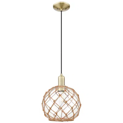 Innovations Lighting Arcadia Farmhouse Rope 10"w Brass Cord Pendant W/ Clear Brown Shade