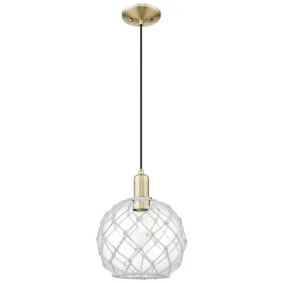 Innovations Lighting Arcadia Farmhouse Rope 10"w Brass Cord Pendant W/ Clear White Shade
