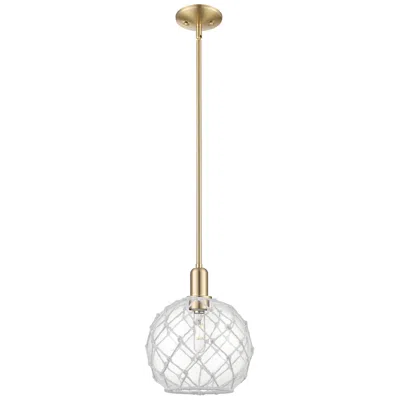 Innovations Lighting Arcadia Farmhouse Rope 10"w Bronze Stem Pendant W/ Clear White Shade In Multi