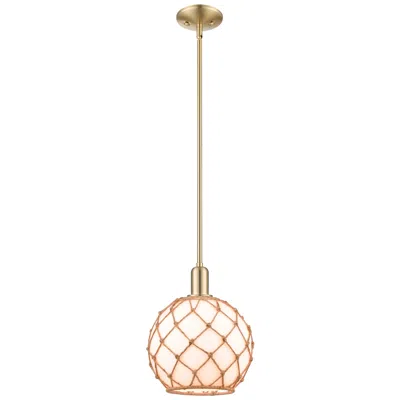 Innovations Lighting Arcadia Farmhouse Rope 10"w Bronze Stem Pendant W/ White Brown Shade In Multi