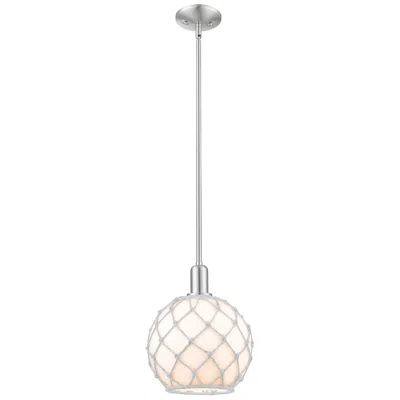 Innovations Lighting Arcadia Farmhouse Rope 10"w Brushed Nickel Stem Pendant W/ White Shade