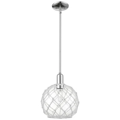 Innovations Lighting Arcadia Farmhouse Rope 10"w Chrome Stem Pendant W/ Clear White Shade