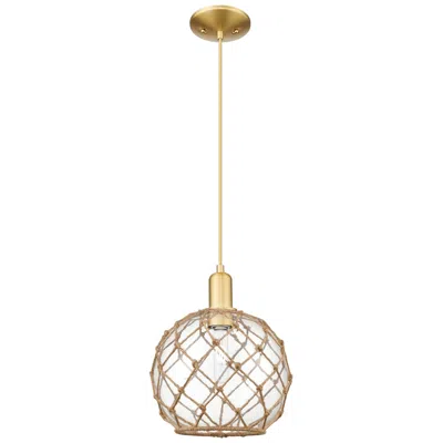 Innovations Lighting Arcadia Farmhouse Rope 10"w Gold Cord Pendant W/ Clear Brown Shade