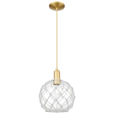 Innovations Lighting Arcadia Farmhouse Rope 10"w Gold Cord Pendant W/ Clear White Shade