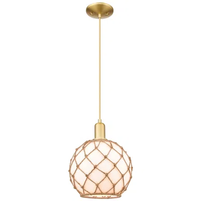 Innovations Lighting Arcadia Farmhouse Rope 10"w Gold Cord Pendant W/ White Brown Shade
