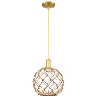Innovations Lighting Arcadia Farmhouse Rope 10"w Gold Stem Pendant W/ Clear Brown Shade