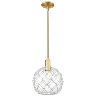 Innovations Lighting Arcadia Farmhouse Rope 10"w Gold Stem Pendant W/ Clear White Shade