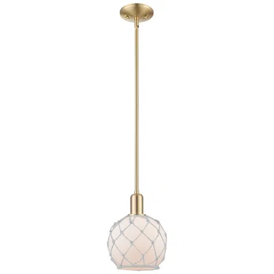 Innovations Lighting Arcadia Farmhouse Rope 8"w Bronze Stem Pendant W/ White Glass Shade