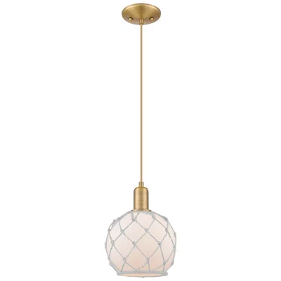Innovations Lighting Arcadia Farmhouse Rope 8"w Brushed Brass Cord Pendant W/ White Shade