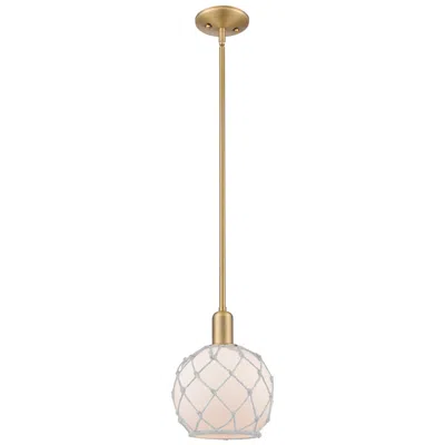 Innovations Lighting Arcadia Farmhouse Rope 8"w Brushed Brass Stem Pendant W/ White Shade