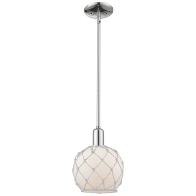 Innovations Lighting Arcadia Farmhouse Rope 8"w Chrome Stem Pendant W/ White Glass Shade
