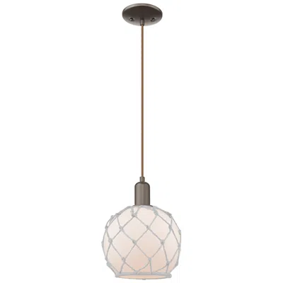 Innovations Lighting Arcadia Farmhouse Rope 8"w Oiled Bronze Cord Pendant W/ White Shade
