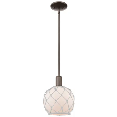 Innovations Lighting Arcadia Farmhouse Rope 8"w Oiled Bronze Stem Pendant W/ White Shade