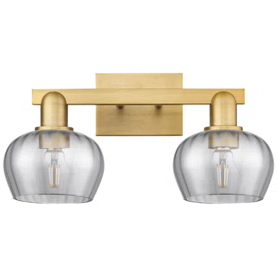 Innovations Lighting Arcadia Fenton 18"w 2-lt Brushed Brass Bath Light W/ Light Smoke Shade In Gold