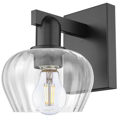 Innovations Lighting Arcadia Fenton 9" High Matte Black Sconce With Clear Shade
