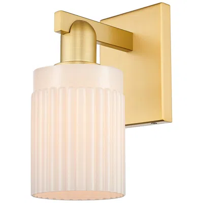 Innovations Lighting Arcadia Hadley 11" High Satin Gold Sconce With Matte White Shade