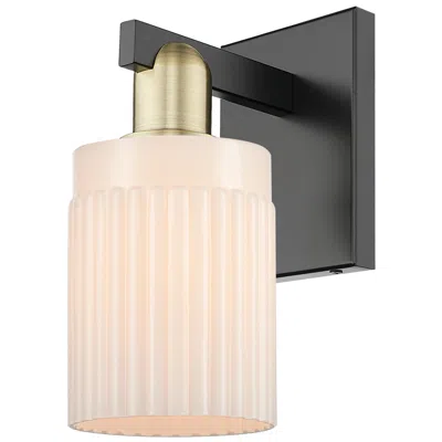 Innovations Lighting Arcadia Hadley 11"h Black Antique Brass Sconce With Matte White Shade