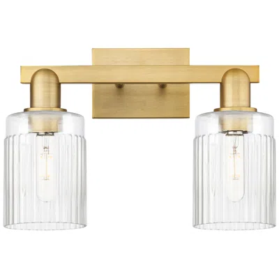 Innovations Lighting Arcadia Hadley 16"w 2 Light Brushed Brass Bath Light With Clear Shade