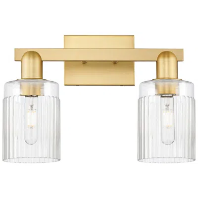 Innovations Lighting Arcadia Hadley 16"w 2 Light Satin Gold Vanity Light With Clear Shade