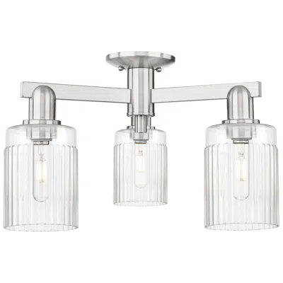 Innovations Lighting Arcadia Hadley 22"w 3 Light Brushed Nickel Semi-flush W/ Clear Shade