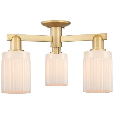 Innovations Lighting Arcadia Hadley 22"w 3-lt Brushed Brass Semi-flush W/ Matte White Shade In Gold