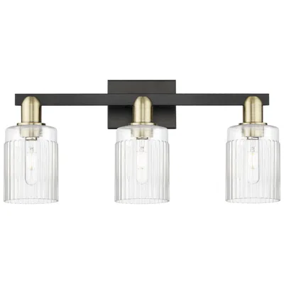 Innovations Lighting Arcadia Hadley 24"w 3 Light Black And Brass Bath Light W/ Clear Shade