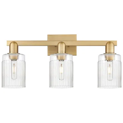 Innovations Lighting Arcadia Hadley 24"w 3 Light Brushed Brass Bath Light With Clear Shade In Gold