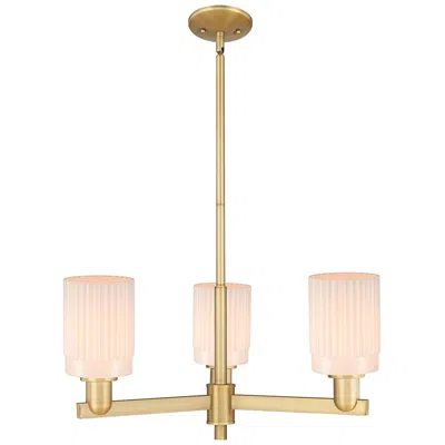 Innovations Lighting Arcadia Hadley 26"w 3-lt Brushed Brass Stem Chandelier W/ White Shade In Gold