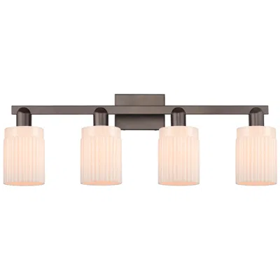 Innovations Lighting Arcadia Hadley 32"w 4 Light Oiled Bronze Vanity W/ Matte White Shade