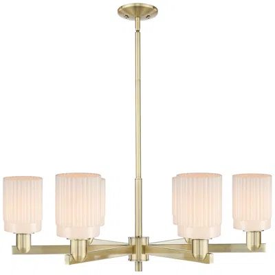 Innovations Lighting Arcadia Hadley 34"w 6 Light Brass Stem Chandelier W/ Matte White Shade In Gold